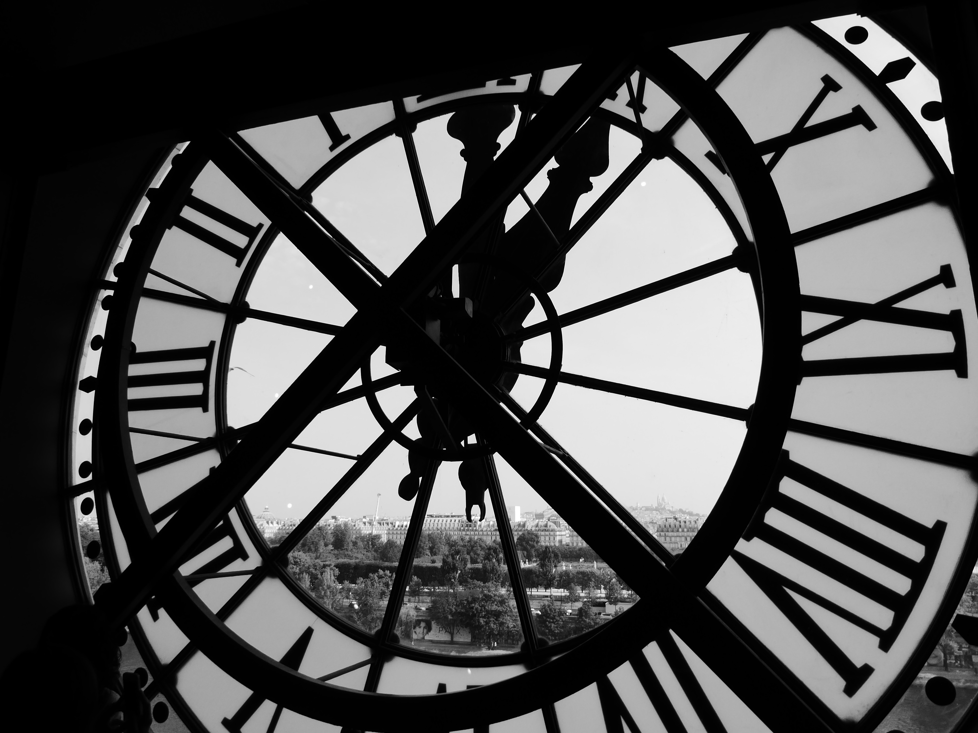 silhouette of a large clock